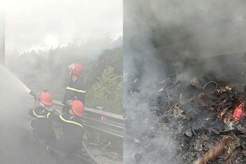 Xe tải chở thư bốc cháy trên đường cao tốc Vân Phong - Nha Trang