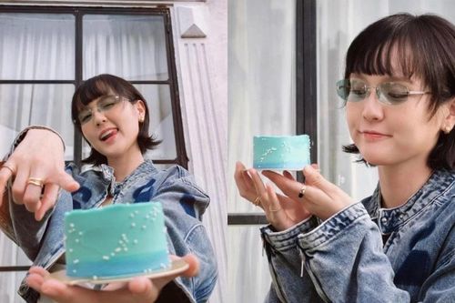 Hải Tú đón tuổi mới với phong cách nổi bật bên chiếc bánh kem 'màu xanh'