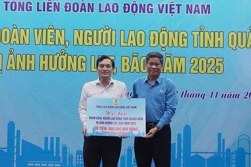 Tổng LĐLĐ Việt Nam hỗ trợ đoàn viên Quảng Ngãi khắc phục hậu quả bão lũ