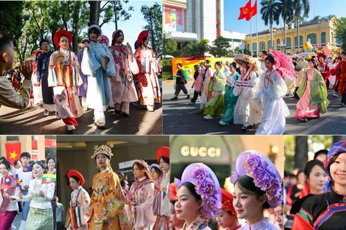 Ấn tượng hình ảnh thiếu nữ trong trang phục Việt 'Bách hoa bộ hành' đẹp tuyệt trong nắng Hà Nội