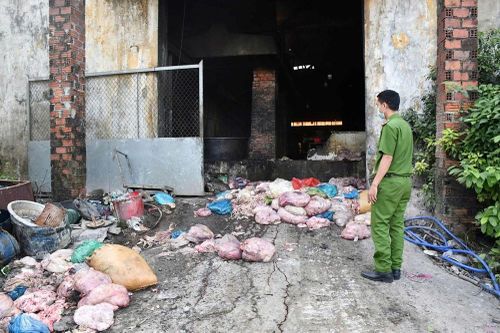 Phát hiện cơ sở chế biến mỡ động vật trái phép trong khu vực nghĩa trang