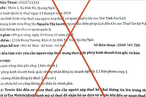 Quảng Ngãi: Xuất hiện thủ đoạn giả mạo văn bản cơ quan thuế