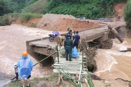 Quảng Ngãi: Dựng cầu tạm bằng tre thay cầu Nước Bao bị gãy