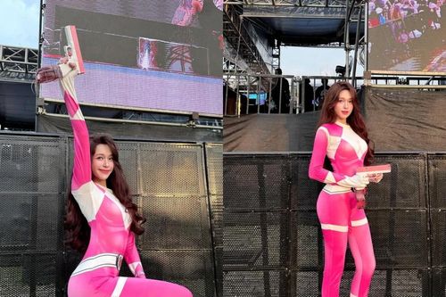 Karty Chang hóa 'Siêu Nhân Hồng' tham dự đại nhạc hội Waterbomb