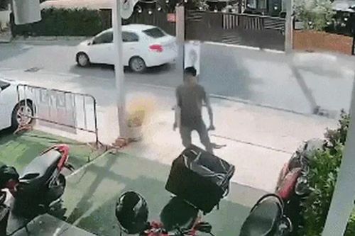 Người đàn ông hoảng loạn bỏ chạy giữa phố vì bị ong đốt