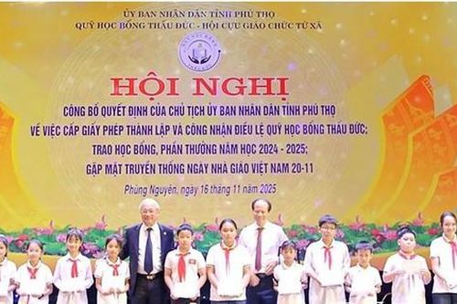 Phú Thọ thành lập Quỹ học bổng Thấu Đức có vốn điều lệ 7,8 tỷ đồng