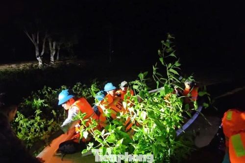 Chủ tịch xã chèo thuyền trong đêm lũ đưa đoàn công tác vào bờ an toàn