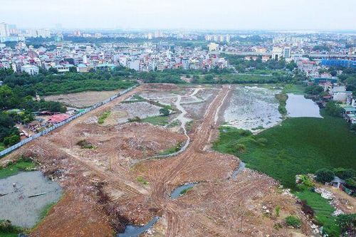 Công trường san lấp, xây dựng Depot Xuân Đỉnh của tuyến metro Nam Thăng Long - Trần Hưng Đạo