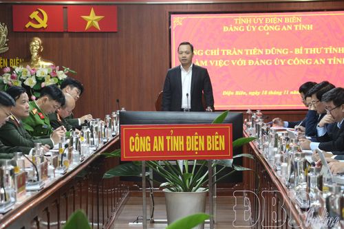 Bí thư Tỉnh ủy Trần Tiến Dũng làm việc với Đảng ủy Công an tỉnh
