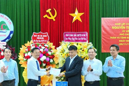 Phó Chủ tịch UBND tỉnh Nguyễn Tự Công Hoàng thăm, chúc mừng Trường Cao đẳng Gia Lai