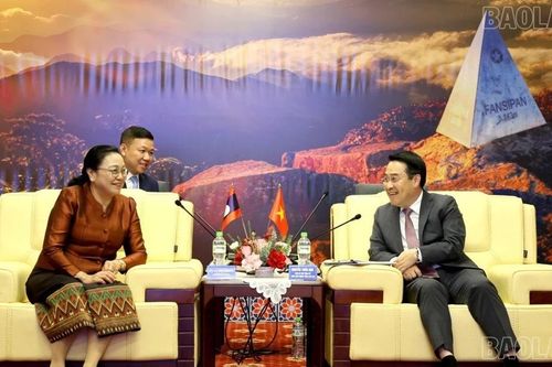 Chủ tịch UBND tỉnh Nguyễn Tuấn Anh tiếp xã giao Đoàn Đại sứ quán Lào tại Việt Nam