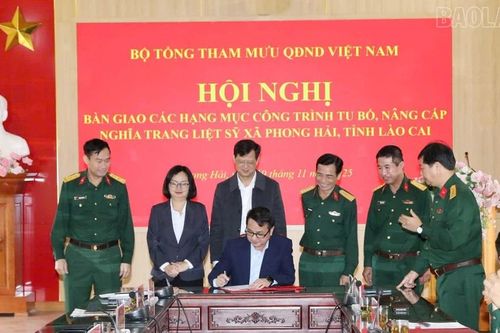 Bàn giao công trình tu bổ, nâng cấp Nghĩa trang liệt sĩ Phong Hải