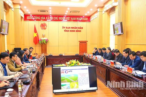 Lãnh đạo UBND tỉnh làm việc với Cơ quan Phát triển Pháp (AFD) về dự án đưa nước ngọt xuống vùng hạ du Kim Sơn