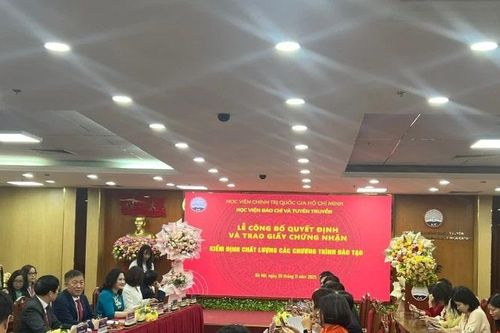 12 chương trình đào tạo của Học viện Báo chí và Tuyên truyền nhận chứng nhận kiểm định chất lượng
