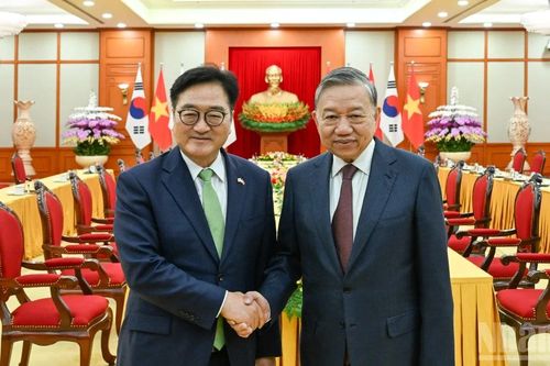 Tổng Bí thư Tô Lâm tiếp Chủ tịch Quốc hội Hàn Quốc Woo Won Shik