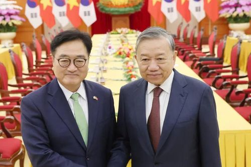 Tổng Bí thư Tô Lâm tiếp Chủ tịch Quốc hội Hàn Quốc Woo Won Shik