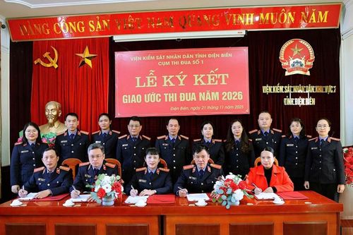 Cụm thi đua số 1 VKSND tỉnh Điện Biên ký giao ước thi đua năm 2026