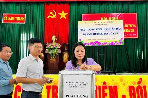 Hàm Thuận Nam, Hàm Thạnh phát động ủng hộ các xã bị thiệt hại do lũ lụt
