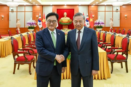 Tổng Bí thư Tô Lâm tiếp Chủ tịch Quốc hội Hàn Quốc Woo Won Shik