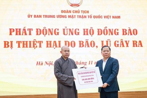 Trung ương GHPGVN ủng hộ 200 triệu đồng hỗ trợ bà con vùng bão lũ