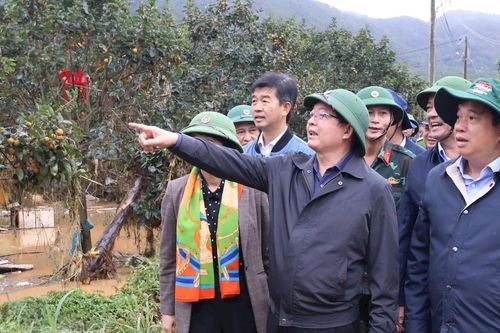 Phó Thủ tướng Chính phủ Hồ Quốc Dũng kiểm tra thiệt hại mưa lũ tại tỉnh Lâm Đồng