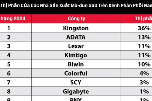 Kingston dẫn đầu kênh phân phối SSD trong năm 2024
