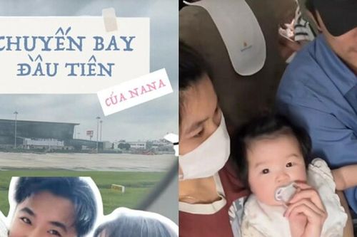 Cháu ngoại NSƯT Xuân Hinh 4 tháng tuổi lần đầu đi máy bay