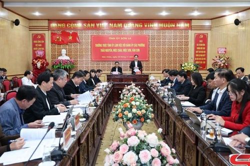 Thường trực Tỉnh ủy làm việc với Đảng ủy các phường Thảo Nguyên, Mộc Châu, Mộc Sơn, Vân Sơn