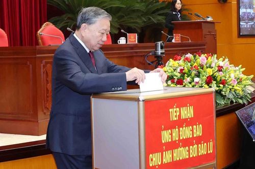 Tổng Bí thư Tô Lâm và các lãnh đạo Đảng, Nhà nước ủng hộ đồng bào vùng bão lũ