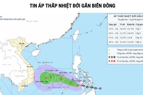 Chiều 26 đến 28-11, khu vực giữa Biển Đông gió giật cấp 14, sóng cao 7-9 m