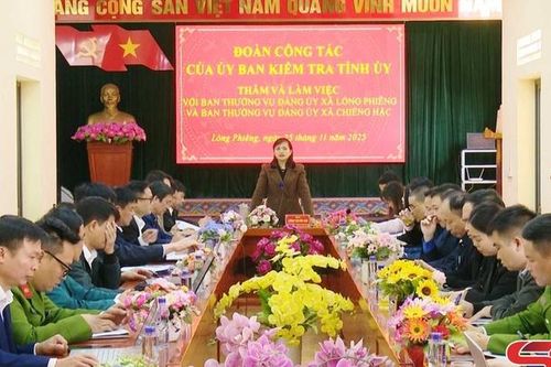 Đồng chí Chủ nhiệm UBKT Tỉnh ủy làm việc với Ban Thường vụ Đảng ủy xã Lóng Phiêng và xã Chiềng Hặc