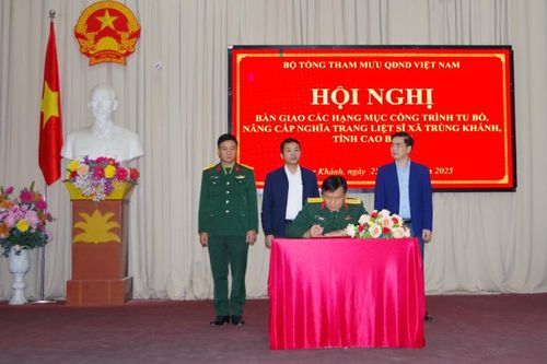 Bàn giao công trình tu bổ, nâng cấp Nghĩa trang liệt sĩ xã Trùng Khánh