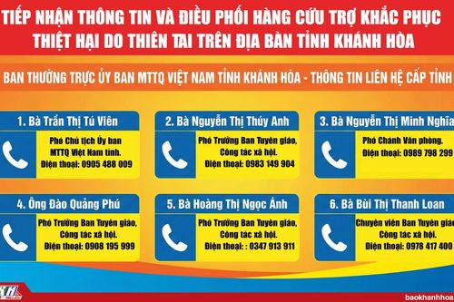 Tiếp nhận thông tin và điều phối hàng cứu trợ khắc phục thiệt hại do thiên tai trên địa bàn tỉnh Khánh Hòa