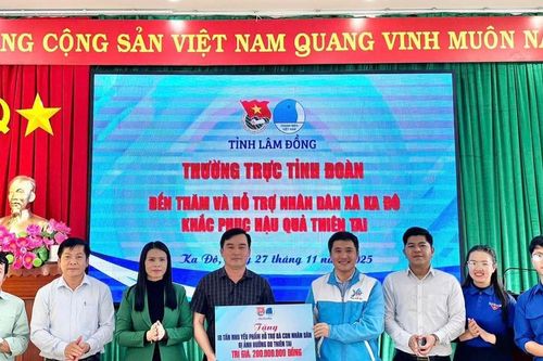 Tỉnh đoàn Lâm Đồng trao 10 tấn nhu yếu phẩm hỗ trợ người dân Ka Đô