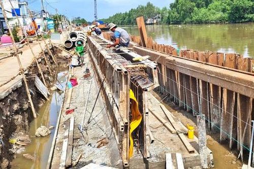 Cà Mau: Vướng mặt bằng, tiến độ một số dự án đê kè chống ngập bị cản trở