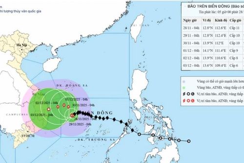 Bão số 15 đang giật cấp 14 trên Biển Đông, cách đảo Song Tử Tây khoảng 240km