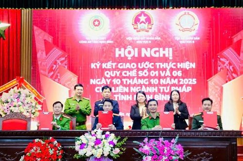 VKSND Khu vực 8, tỉnh Ninh Bình tổ chức ký giao ước thực hiện các Quy chế liên ngành