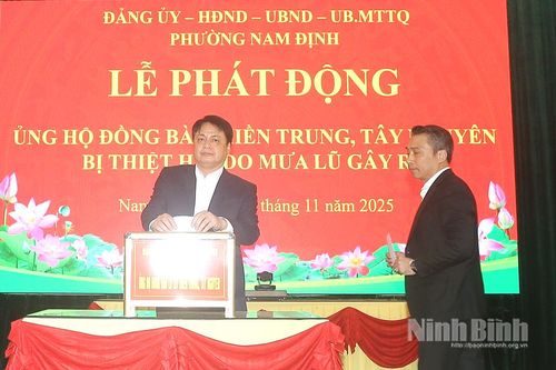 Phường Nam Định, phường Lý Thường Kiệt phát động ủng hộ đồng bào miền Trung, Tây Nguyên khắc phục hậu quả mưa lũ