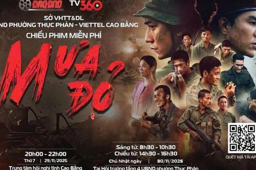 Ngày 29 - 30/11, công chiếu miễn phí phim 'Mưa đỏ' tại phường Thục Phán