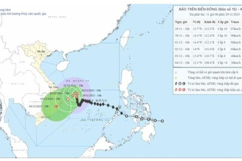 Bão số 15 di chuyển chậm và có xu hướng suy yếu dần
