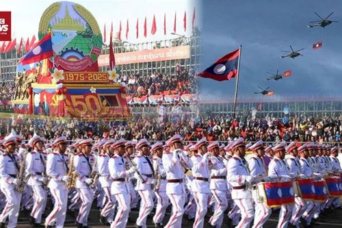 Hoành tráng Lễ Tổng duyệt diễu binh, diễu hành kỷ niệm 50 năm Quốc khánh Lào