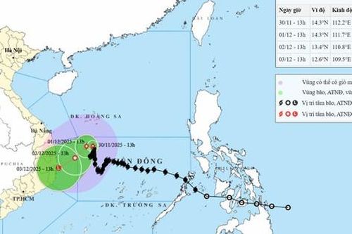 Bão số 15 sẽ đi vào vùng biển từ Gia Lai đến Khánh Hòa