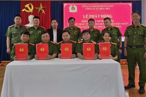 Công an xã Hòa Tiến phát động phòng trào thi đua Ba Nhất