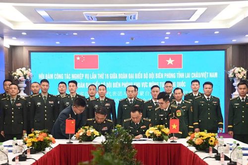 Bộ đội Biên phòng Lai Châu hội đàm với Biên phòng khu vực Mông Tự - Trung Quốc