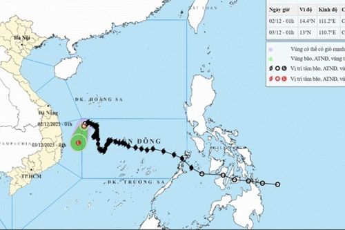 Áp thấp nhiệt đới suy yếu thành vùng áp thấp trên khu vực biển Đắk Lắk-Khánh Hòa, gió dưới cấp 6