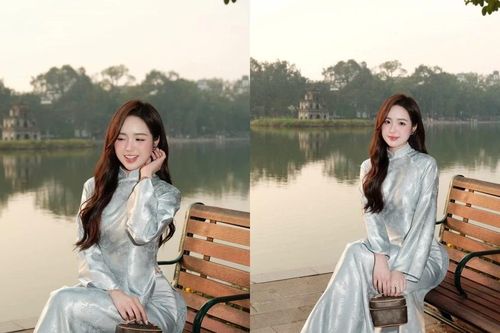 Hot girl Lê Phương Anh đẹp đến 'nín thở' khi diện áo dài xuống phố