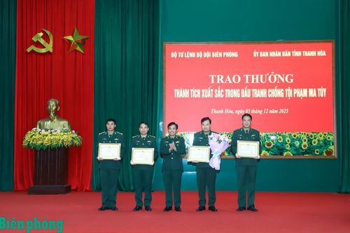Trao thưởng cho các tập thể, cá nhân thuộc BĐBP tỉnh Thanh Hóa có thành tích xuất sắc trong đấu tranh phòng, chống tội phạm ma túy