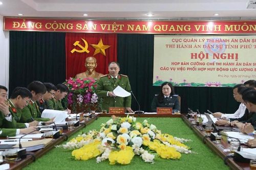 Thi hành án dân sự tỉnh Phú Thọ phối hợp Công an tỉnh bàn phương án cưỡng chế các vụ việc phức tạp