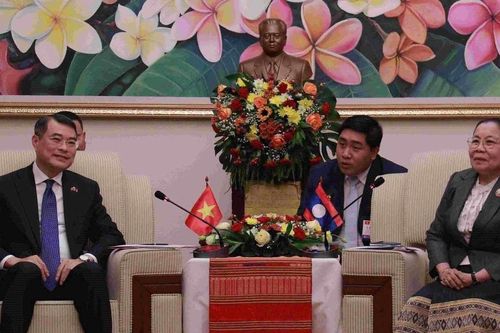 Trưởng Ban Tổ chức Trung ương Lê Minh Hưng làm việc với Trưởng Ban Tổ chức Đảng NDCM Lào