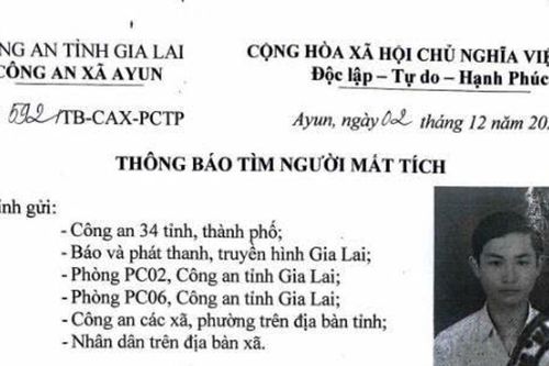 Gia Lai: Truy tìm nam sinh mất liên lạc với gia đình gần 2 tháng